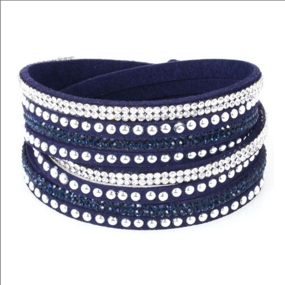 Rhinestone Wrap!! Snap bracelet Micro-fiber - Picture 2 of 6